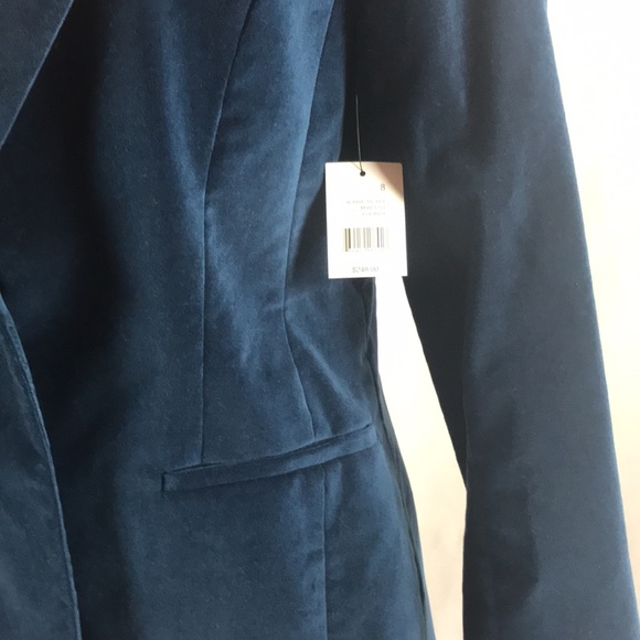 NWT Tahari One-Button Blue Velvet Blazer - Picture 6 of 9